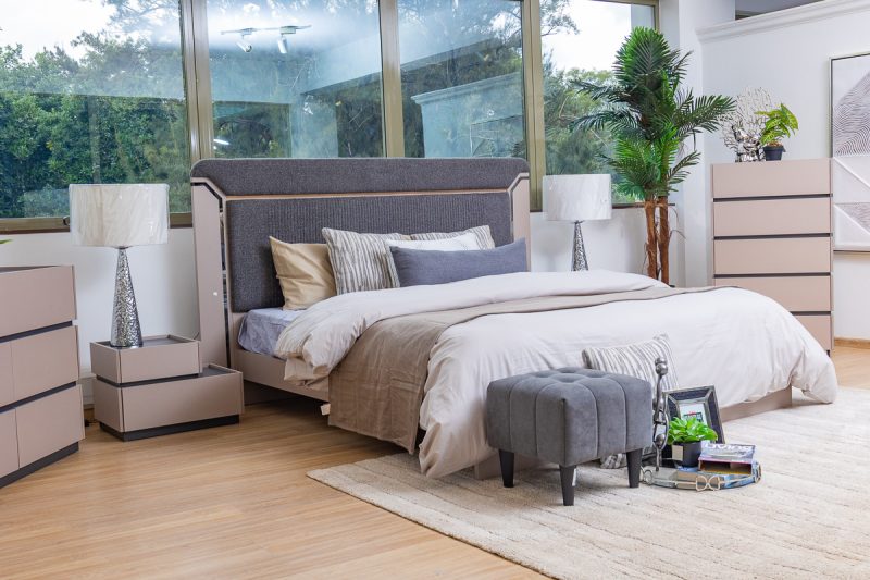 kaye king package - king bed + 2 nightstands + dresser mirror + chest of drawers