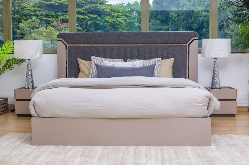 kaye king package - king bed + 2 nightstands + dresser mirror + chest of drawers