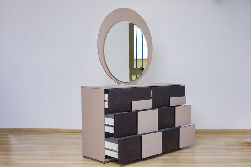 sarina king package - king bed + 2 nightstands + dresser mirror + chest of drawers