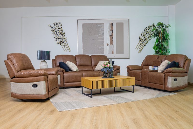 clark 7 seater fabric recliner sofa (3+2+1+1)