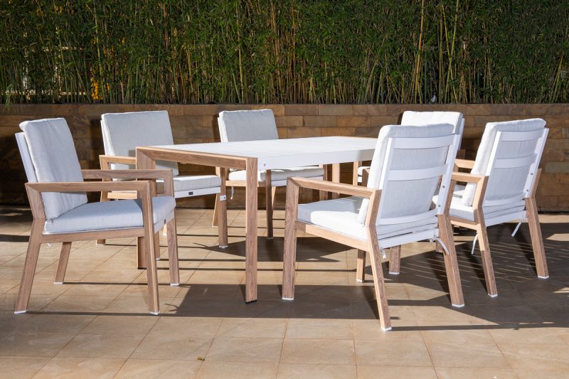 kilifi outdoor dining table + 6 lucy chairs