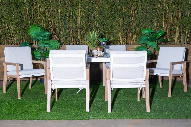 kilifi outdoor dining table + 6 lucy chairs