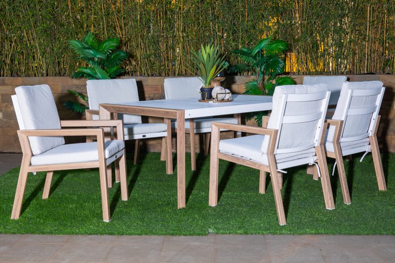 kilifi outdoor dining table + 6 lucy chairs