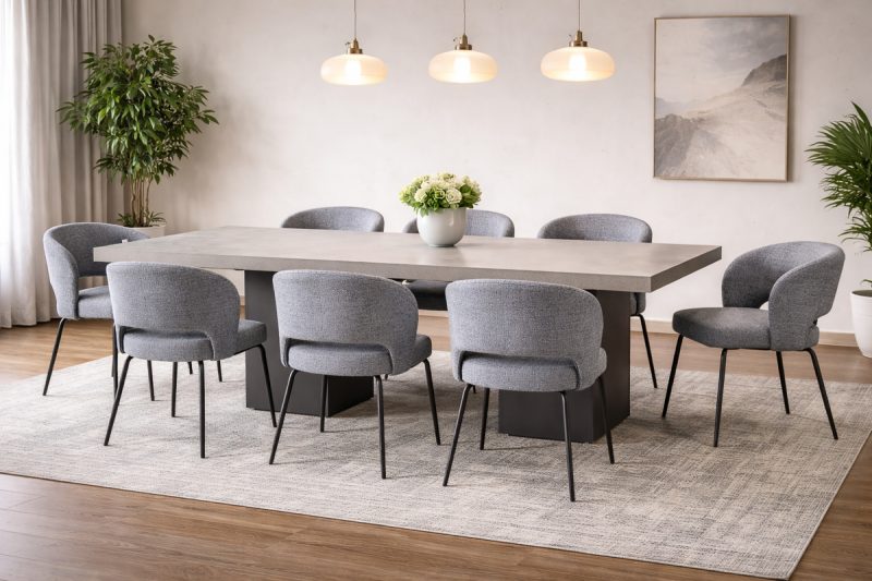 ASCOTT Dining Table + 8 Felton Chairs