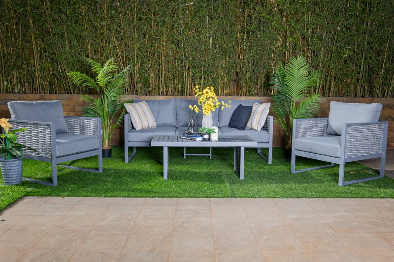 mayfair 5 seater outdoor sofa (3+1+1) + coffee table