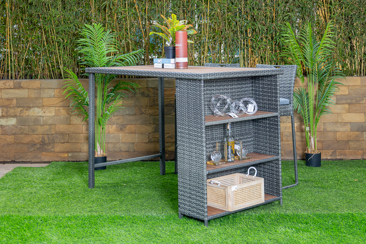 sunny 4 seater outdoor bar table + 4 cabin bar chairs