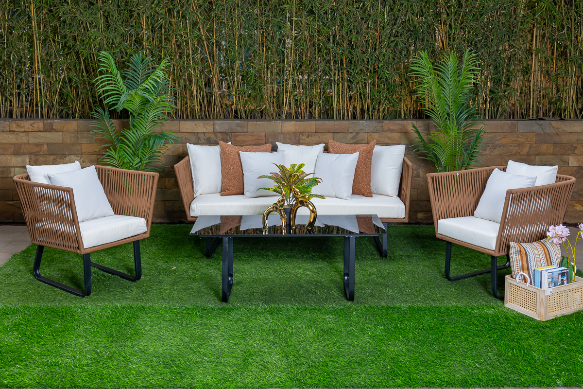 PEBBLE 5 Seater Outdoor Sofa (3+1+1) + Coffee Table 1 pebble 5 seater outdoor sofa (3+1+1) + coffee table