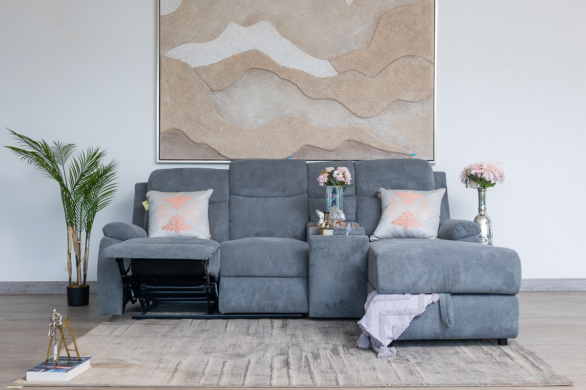 QUERA Fabric Recliner Corner Sofa 4 QUERA Fabric Recliner Corner Sofa - Image 4