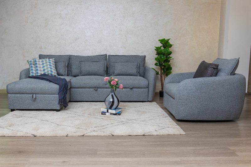 ARRIS Fabric Corner Sofa + 1 Accent Chair