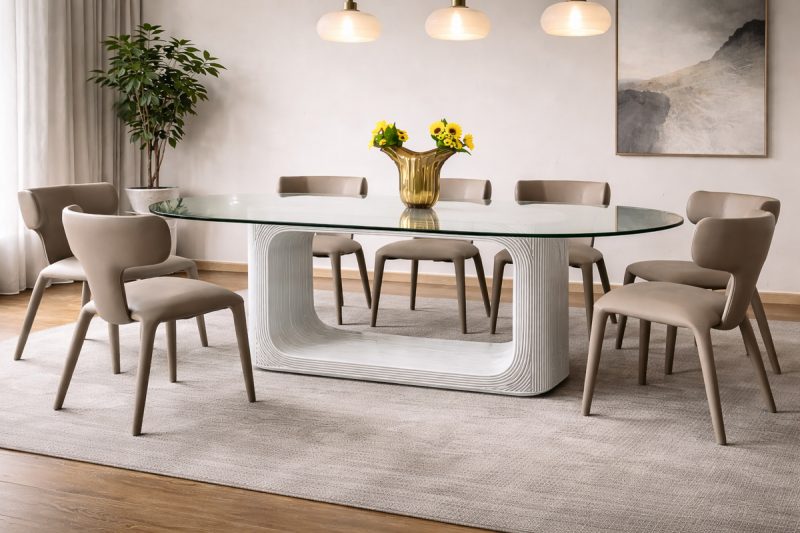 MADISON Dining Table + 8 AGAM Dining Chairs