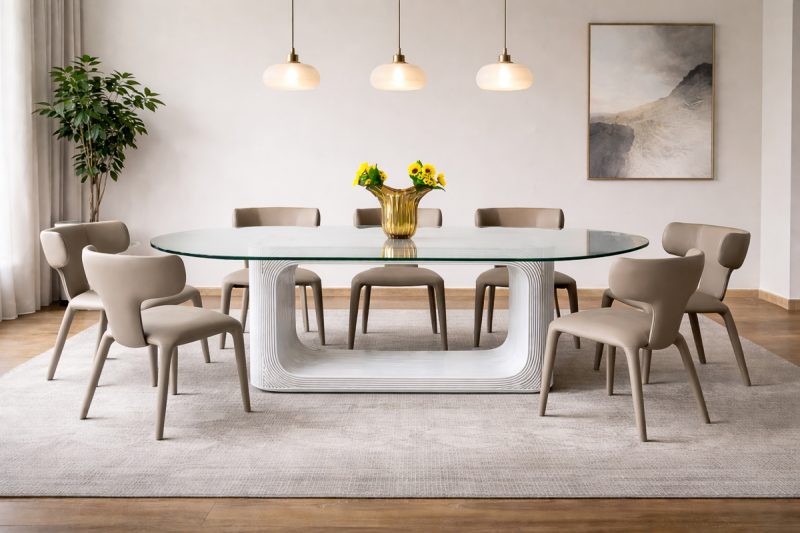MADISON Dining Table + 8 AGAM Dining Chairs 5 117DINING